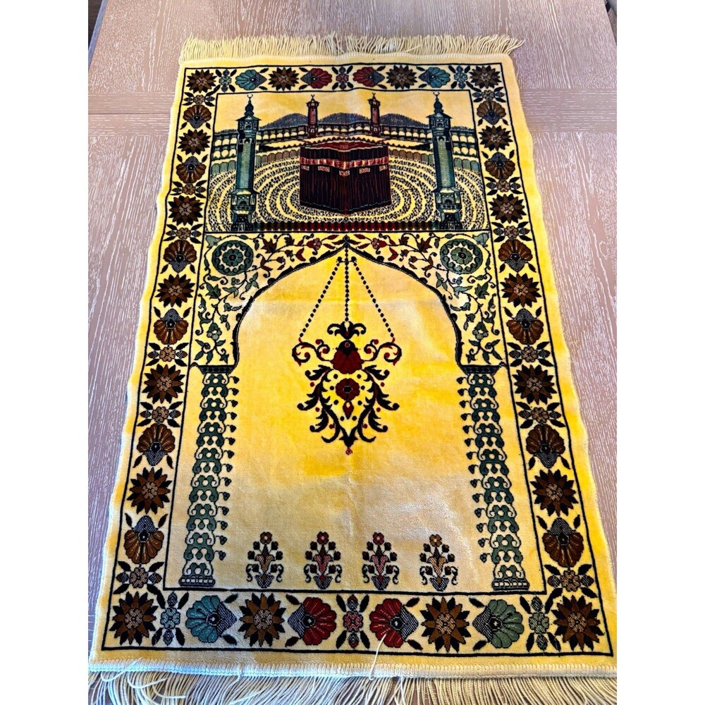 Istanbul Turkey Islamic Prayer Rug Kaaba Design with Fringe, ISTANBUL-TURKEY Tag